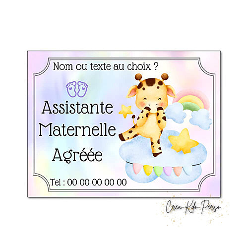 Plaque Assistante maternelle agréée panneau de porte nounou nourrice