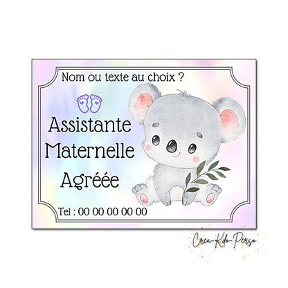 Plaque Assistante maternelle agréée panneau de porte nounou nourrice