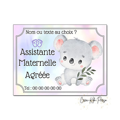 Plaque Assistante maternelle agréée panneau de porte nounou nourrice