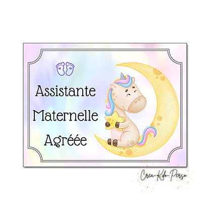 Plaque Assistante maternelle agréée panneau de porte nounou nourrice
