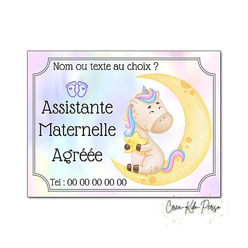 Plaque Assistante maternelle agréée panneau de porte nounou nourrice