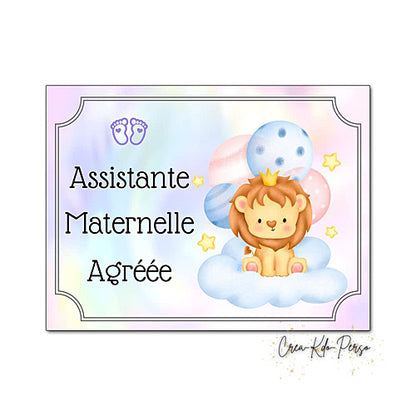 Plaque Assistante maternelle agréée panneau de porte nounou nourrice