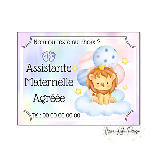 Plaque Assistante maternelle agréée panneau de porte nounou nourrice