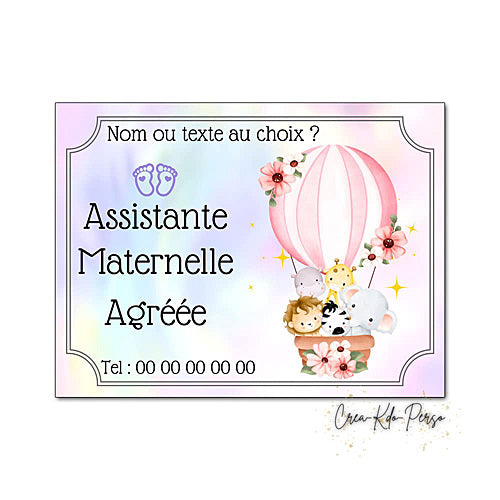 Plaque Assistante maternelle agréée panneau de porte nounou nourrice