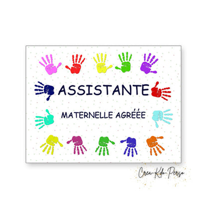 Plaque Assistante maternelle agréée panneau de porte nounou nourrice