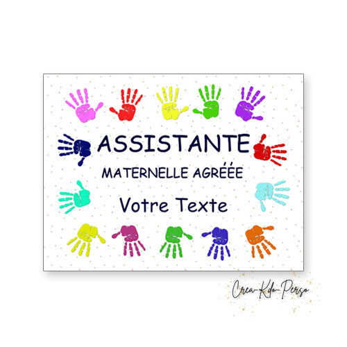Plaque Assistante maternelle agréée panneau de porte nounou nourrice