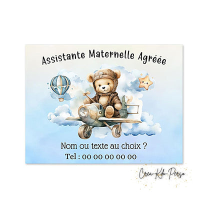 Plaque Assistante maternelle agréée panneau de porte nounou nourrice
