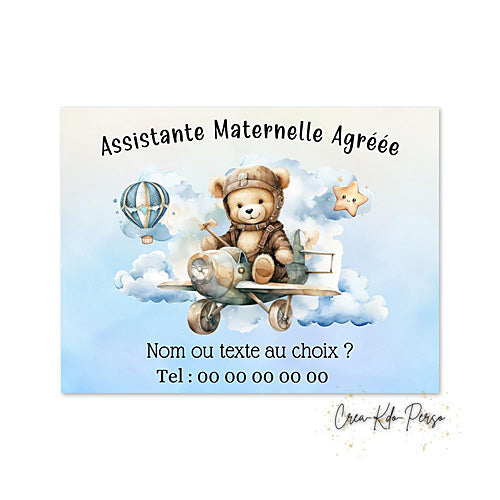 Plaque Assistante maternelle agréée panneau de porte nounou nourrice