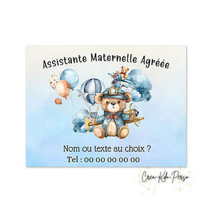 Plaque Assistante maternelle agréée panneau de porte nounou nourrice