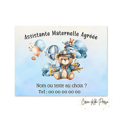Plaque Assistante maternelle agréée panneau de porte nounou nourrice