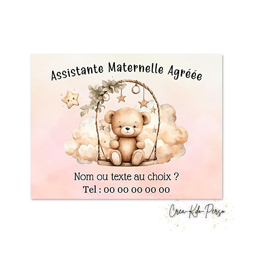 Plaque Assistante maternelle agréée panneau de porte nounou nourrice
