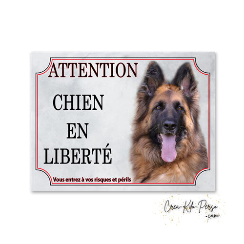 Plaque Attention au Chien race Berger Allemand en liberté