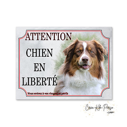 Plaque Berger Australien Panneau de portail Attention au chien je monte la garde