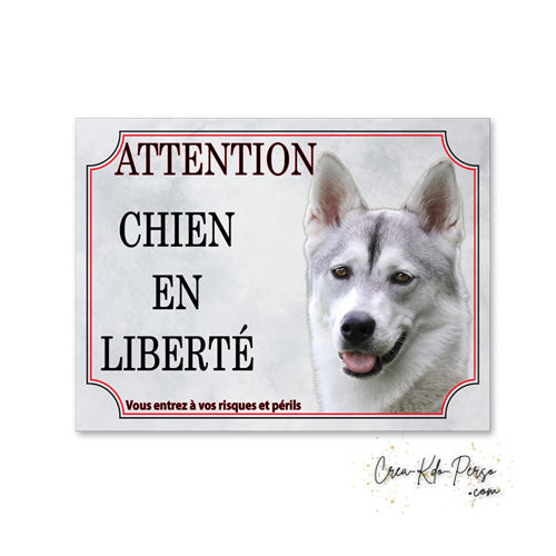 Plaque Husky panneau de portail Attention au chien