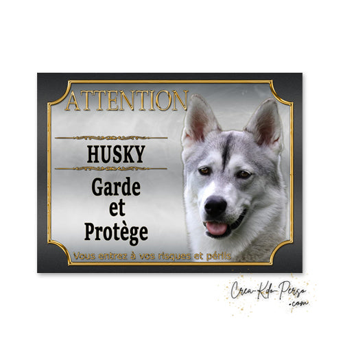 Plaque Husky panneau de portail Attention au chien