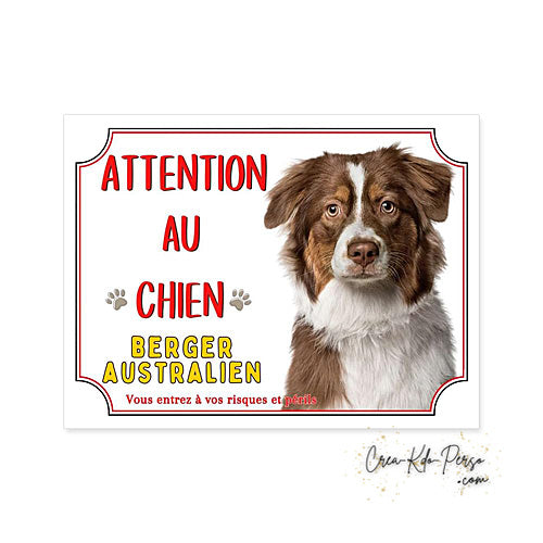 Plaque Berger Australien Panneau de portail Attention au chien
