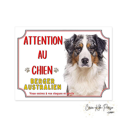 Plaque Berger Australien Panneau de portail Attention au chien