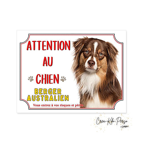 Plaque Berger Australien Panneau de portail Attention au chien