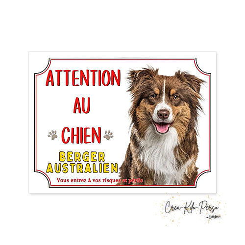 Plaque Berger Australien Panneau de portail Attention au chien