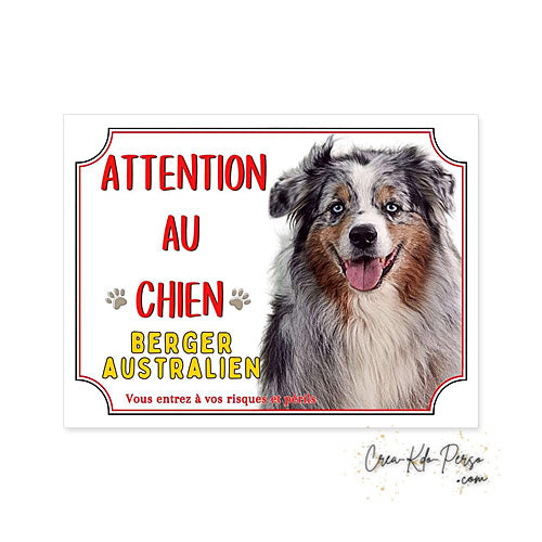 Plaque Berger Australien Panneau de portail Attention au chien