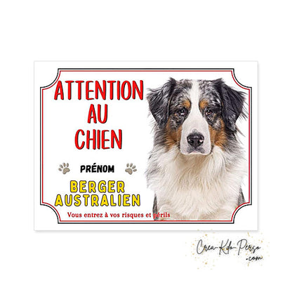 Plaque Berger Australien Panneau de portail Attention au chien