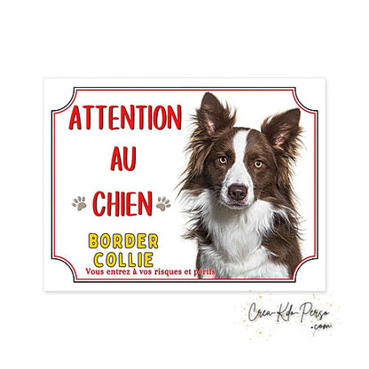 Plaque Border Collie Panneau de portail Attention au chien