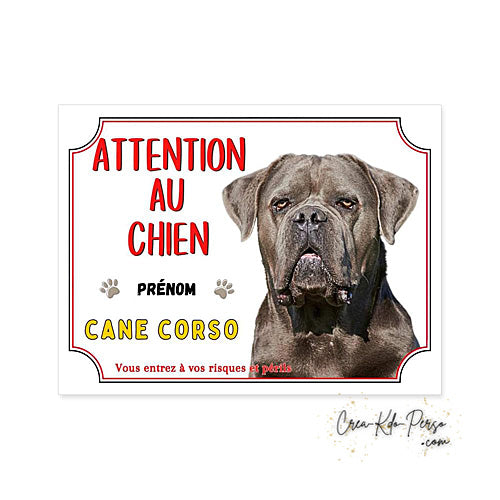 Plaque Cane Corso je monte la garde  panneau de portail Attention au chien