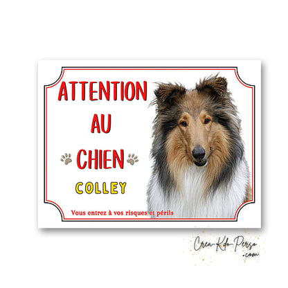Plaque Attention au Chien Colley