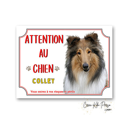 Plaque Attention au Chien Colley