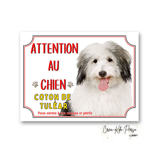 Plaque Attention au Chien Coton de Tuléar