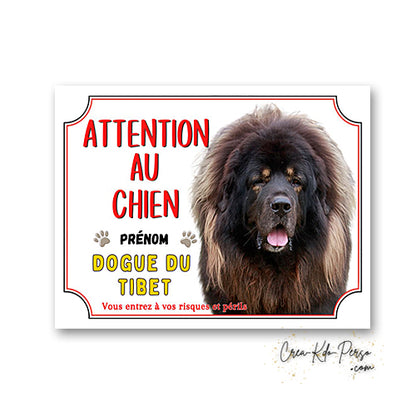 Plaque Attention au Chien Dogue du Tibet