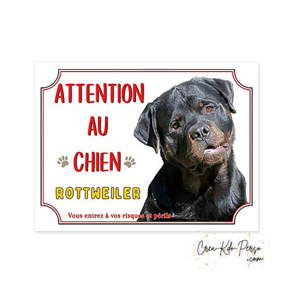 Plaque de portail Rottweiler Attention au chien panneau je monte la garde
