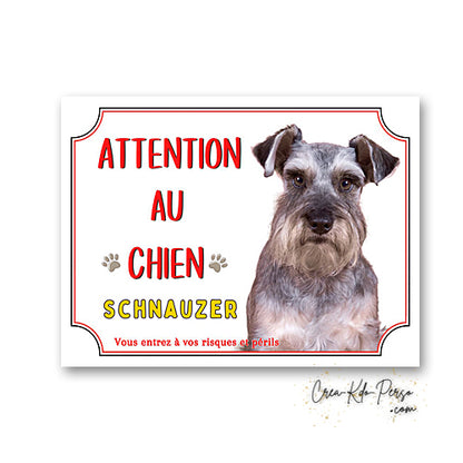 Plaque de portail Schnauzer Attention au Chien panneau je monte la garde