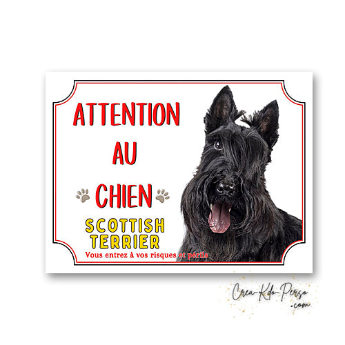 Plaque Attention au Chien  Scottish Terrier
