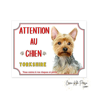 Plaque Yorkshire Attention au chien panneau de portail je monte la garde
