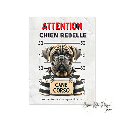 Plaque Cane Corso je monte la garde  panneau de portail Attention au chien