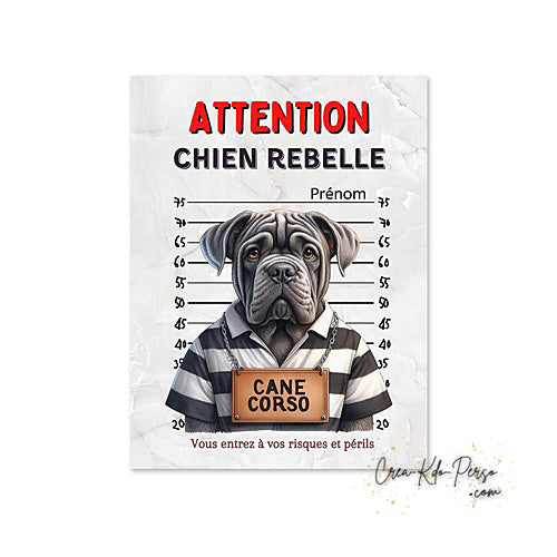 Plaque Cane Corso je monte la garde  panneau de portail Attention au chien