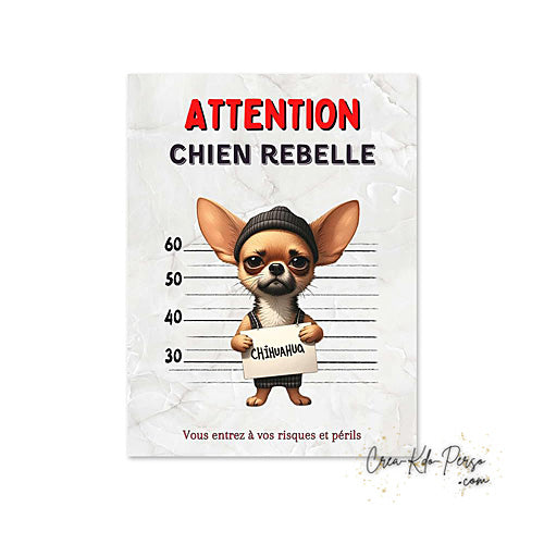 Plaque Chihuahua Attention au chien panneau de portail je monte la garde