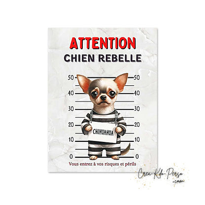 Plaque Chihuahua Attention au chien panneau de portail je monte la garde