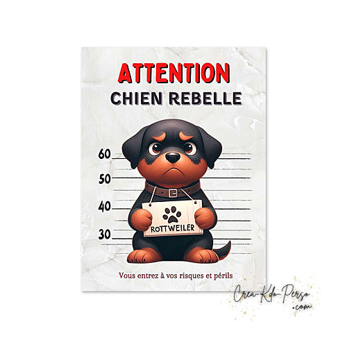 Plaque de portail Rottweiler Attention au chien panneau je monte la garde