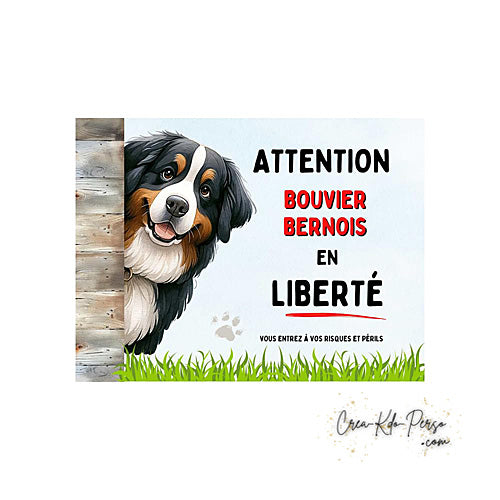 Plaque Bouvier Bernois Attention au chien Panneau de portail je monte la garde