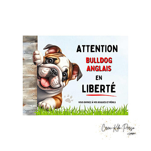 Plaque Bulldog Anglais je monte la garde panneau de portail Attention au chien