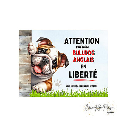 Plaque Bulldog Anglais je monte la garde panneau de portail Attention au chien