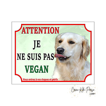 Plaque Golden Retriever panneau de portail Attention au chien