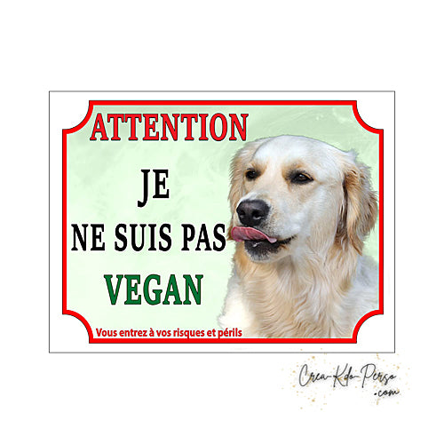 Plaque Golden Retriever panneau de portail Attention au chien