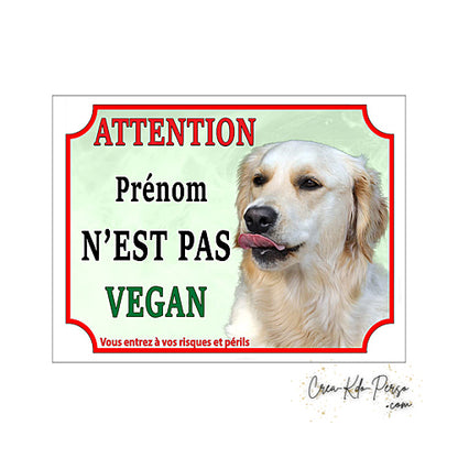 Plaque Golden Retriever panneau de portail Attention au chien