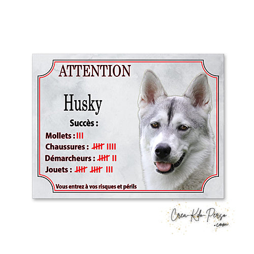 Plaque Husky panneau de portail Attention au chien
