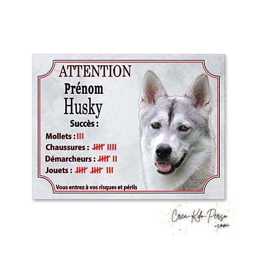 Plaque Husky panneau de portail Attention au chien