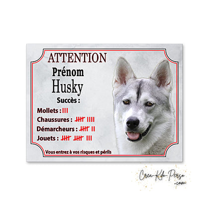 Plaque Husky panneau de portail Attention au chien