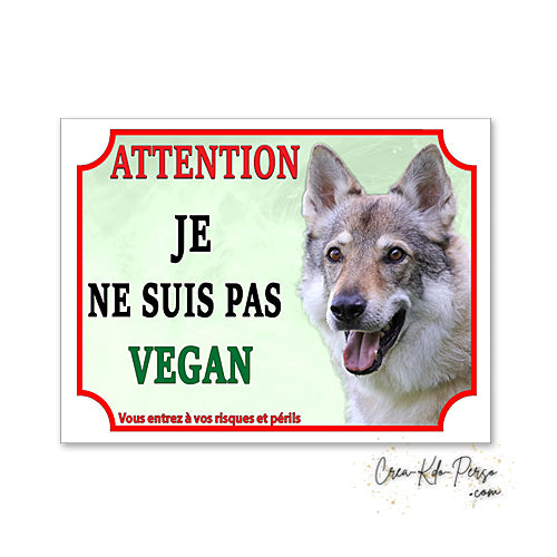 Plaque de portail loup  tcheque Attention au chien panneau je monte la garde